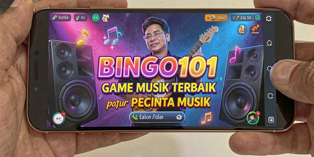 Tampilan gameplay BINGO101 yang menarik dengan banyak pilihan lagu.
