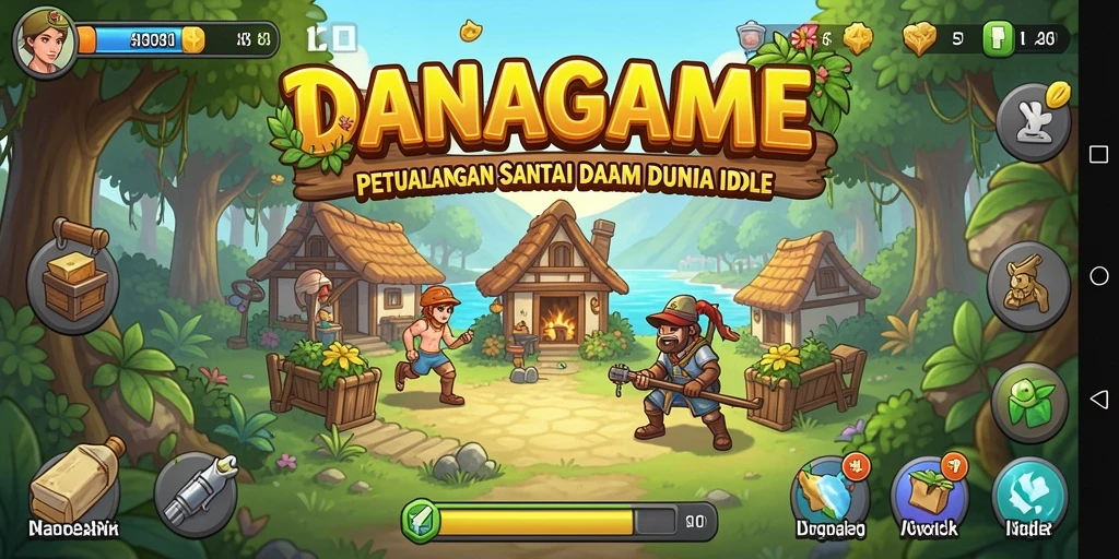 Screenshot gameplay <strong>DANAGAME</strong> menunjukkan dunia penuh warna dan karakter unik.