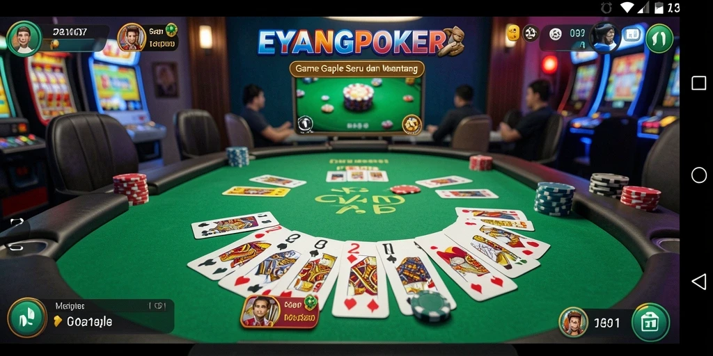 Tampilan gameplay seru dari EYANGPOKER dalam permainan Gaple.