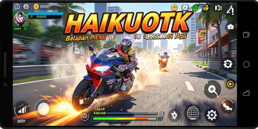 Gameplay HAIKUOTK yang mendebarkan dalam balapan motor.