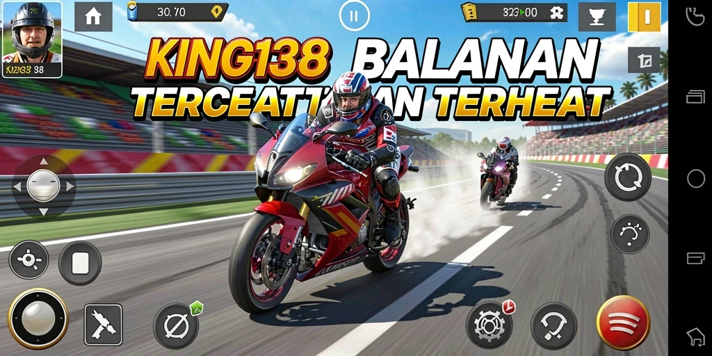 Gameplay seru dan menegangkan di KING138 saat berlomba motor.