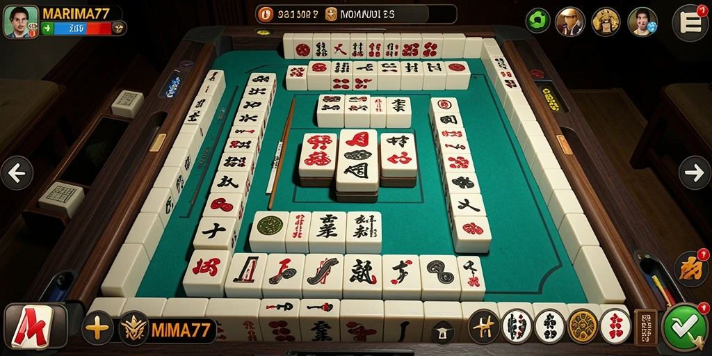 Screenshot gameplay MARIMA77 yang menampilkan papan Mahjong yang menantang.