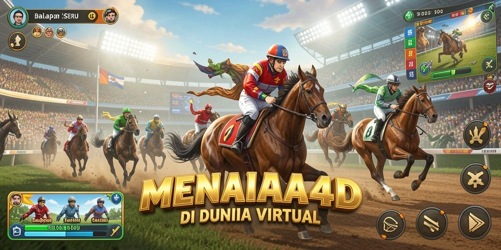 Screenshot MENARA4D yang menunjukkan aksi balapan yang mendebarkan.