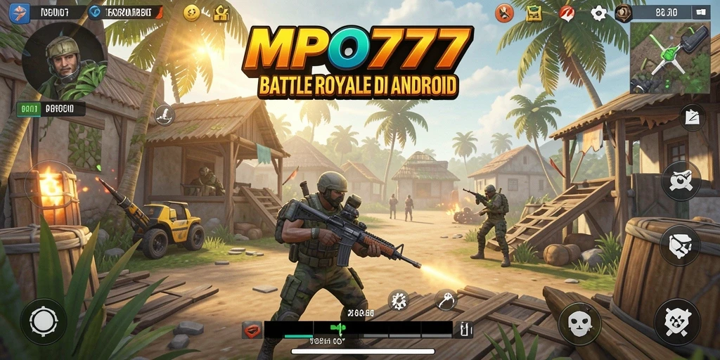 Menunjukkan aksi seru dalam gameplay Battle Royale MPO777.