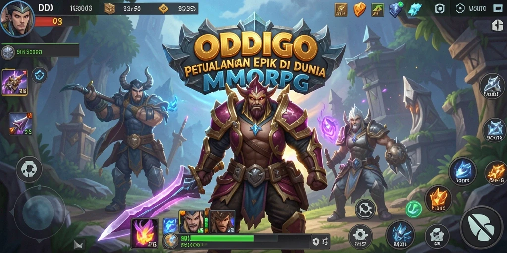Screenshot ODDIGO menunjukkan aksi pertempuran seru dalam dunia MMORPG.