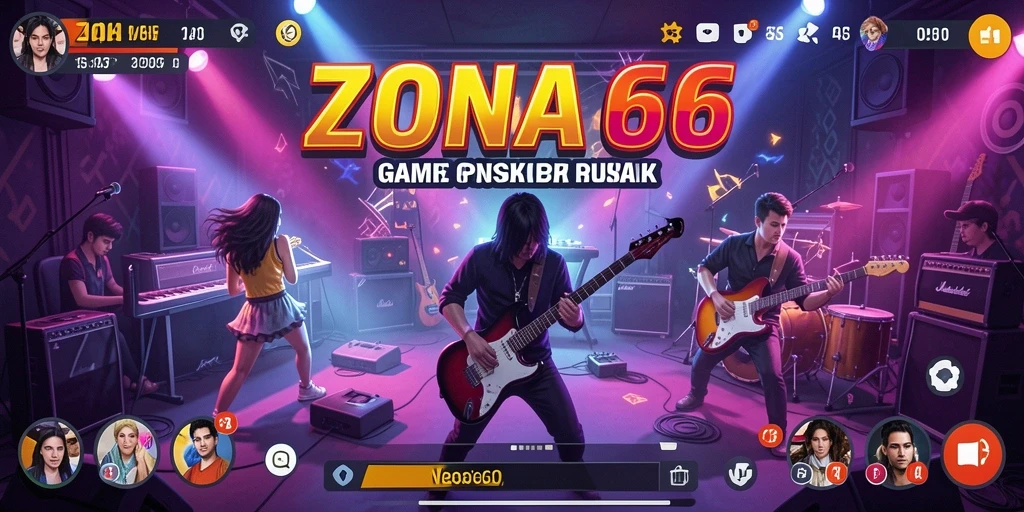 Tampilan gameplay ZONA66 yang menarik dengan berbagai pilihan musik.